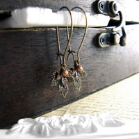 Handmade Maple Leaf Earrings with Vintage-Style Mixed Metal