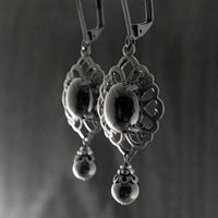 Victorian Mourning Cabochon Earrings