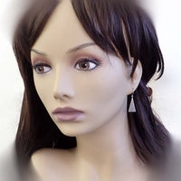 Silver Geometric Drop Earrings in Antiqued Silver