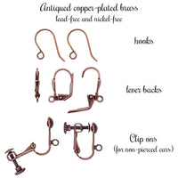 Iridescent Green and Antiqued Copper Autumn Maple Leaf Charm Earrings