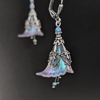 Iridescent Lucite Flower Earrings in Lavender and Blue