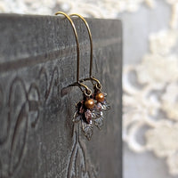 Handmade Maple Leaf Earrings with Vintage-Style Mixed Metal