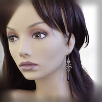 Handmade Medieval Style Earrings with Black Crystal Pearls