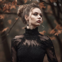 All black Victorian Gothic style Filigree Drop Earrings with Austrian crystal beads