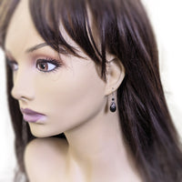 Black Victorian Style Pearl Teardrop Earrings with Antiqued Silver Filigree