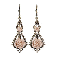 Shabby Blush Resin Rose Earrings