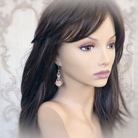 Shabby Blush Resin Rose Earrings