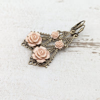 Shabby Blush Resin Rose Earrings