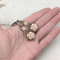 Shabby Blush Resin Rose Earrings
