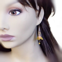 Lucite Flower Earrings in Iridescent Golden Yellow and Orange