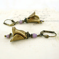 Vintage Style Brass Flower Earrings