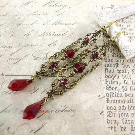 Victorian Vampire Earrings with Swarovski Crystals view 3