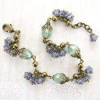 Sage and Lavender Vintage Style Flower Bracelet view 2
