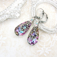 Vitrail Light Crystal Multicolored Teardrop Earrings