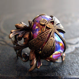 Victorian Dragonfly Filigree Statement Ring