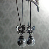 Black Metal Butterfly Crystal Earrings