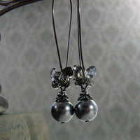 Black Metal Butterfly Crystal Earrings view 3