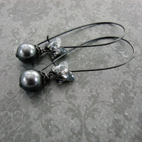 Black Metal Butterfly Crystal Earrings view 4