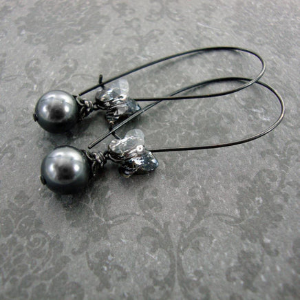 Black Metal Butterfly Crystal Earrings view 4