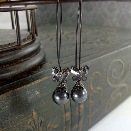 Black Metal Butterfly Crystal Earrings view 5