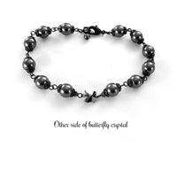 Black Metal Butterfly Crystal Bracelet