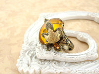 Topaz Cabochon Maple Leaf Adjustable Ring