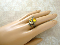 Topaz Cabochon Maple Leaf Adjustable Ring