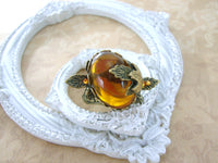 Topaz Cabochon Maple Leaf Adjustable Ring