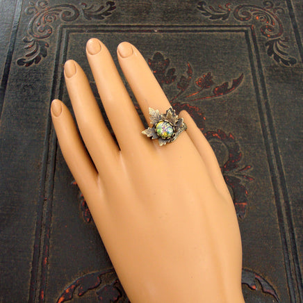 Woodland Maple Leaf Green Opal Adjustable Ring mannequin view