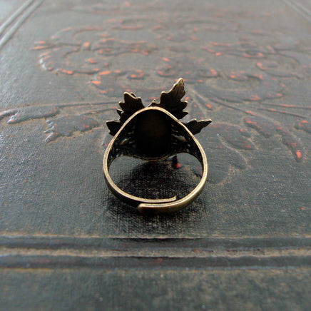 Woodland Maple Leaf Green Opal Adjustable Ring back view