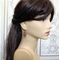 Rustic Copper and Silver Flower Cluster Earrings mannequin view