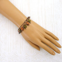 Olive Green and Rust Orange Woodland Bracelet mannequin view