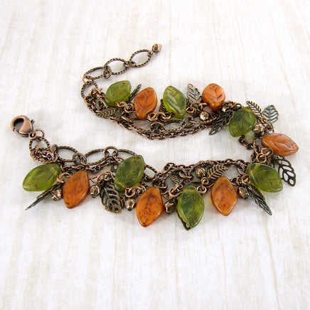 Olive Green and Rust Orange Woodland Bracelet view 2