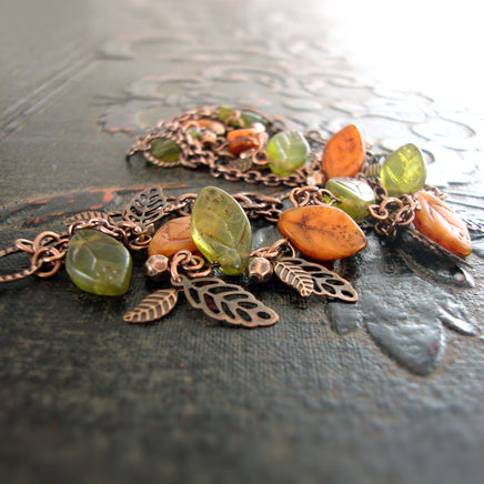 Olive Green and Rust Orange Woodland Bracelet view 3