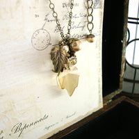 Golden Autumn Crystal Leaf Necklace