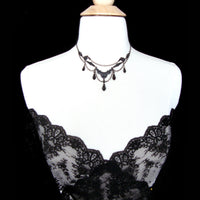 Victorian Mourning Teardrop Chandelier Necklace mannequin view