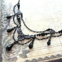 Victorian Mourning Teardrop Chandelier Necklace