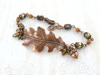 Copper Oak Leaf and Acorn Bracelet