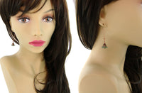 Aqua Blue and Copper Long Flower Earrings