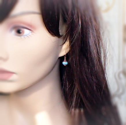 Dainty Sky Blue and Copper Colorful Earrings