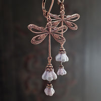 Whimsical Dragonfly Floral Earrings view 2