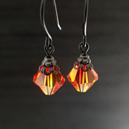 Fallen Phoenix Earrings with Crystals