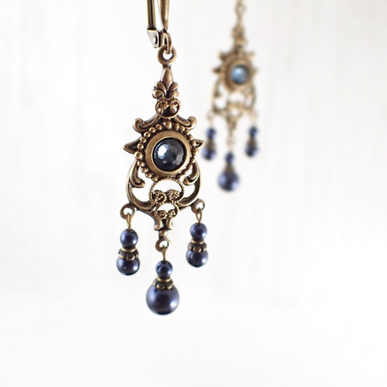 Midnight Blue Chandelier Earrings view 2