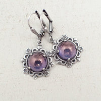 Lustered Lavender Cabochon Earrings top view