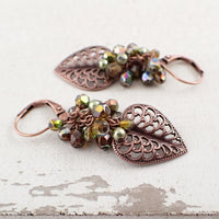 Bead cluster leverback earrings