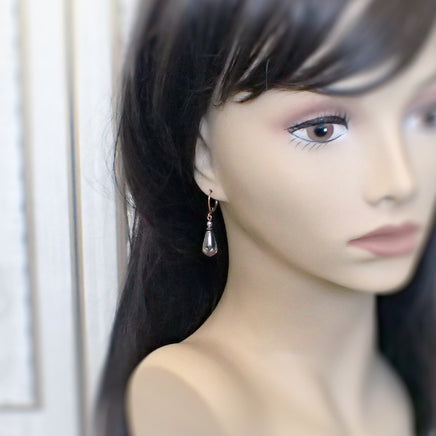 Luminous Green and Copper Teardrop Earrings mannequin view