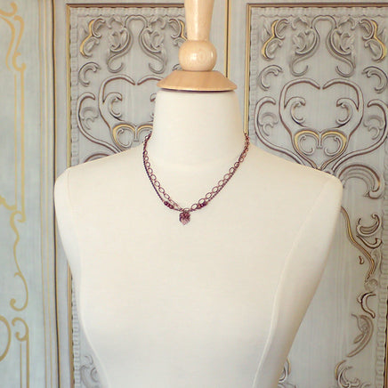 Heart Shaped Leaf and Flower Cluster Chain Necklace