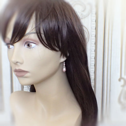 Antique Style Powder Pink Pearl Earrings