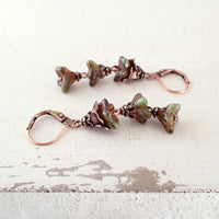 Rustic Multi-Flower Drop Earrings view 3