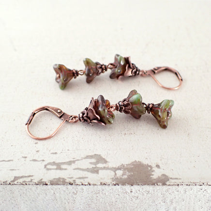 Rustic Multi-Flower Drop Earrings view 3